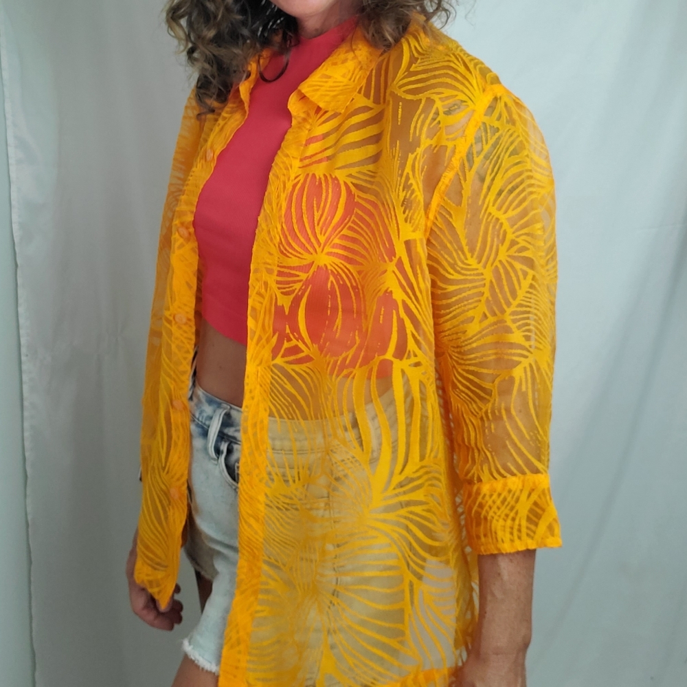 Choices sheer orange blouse